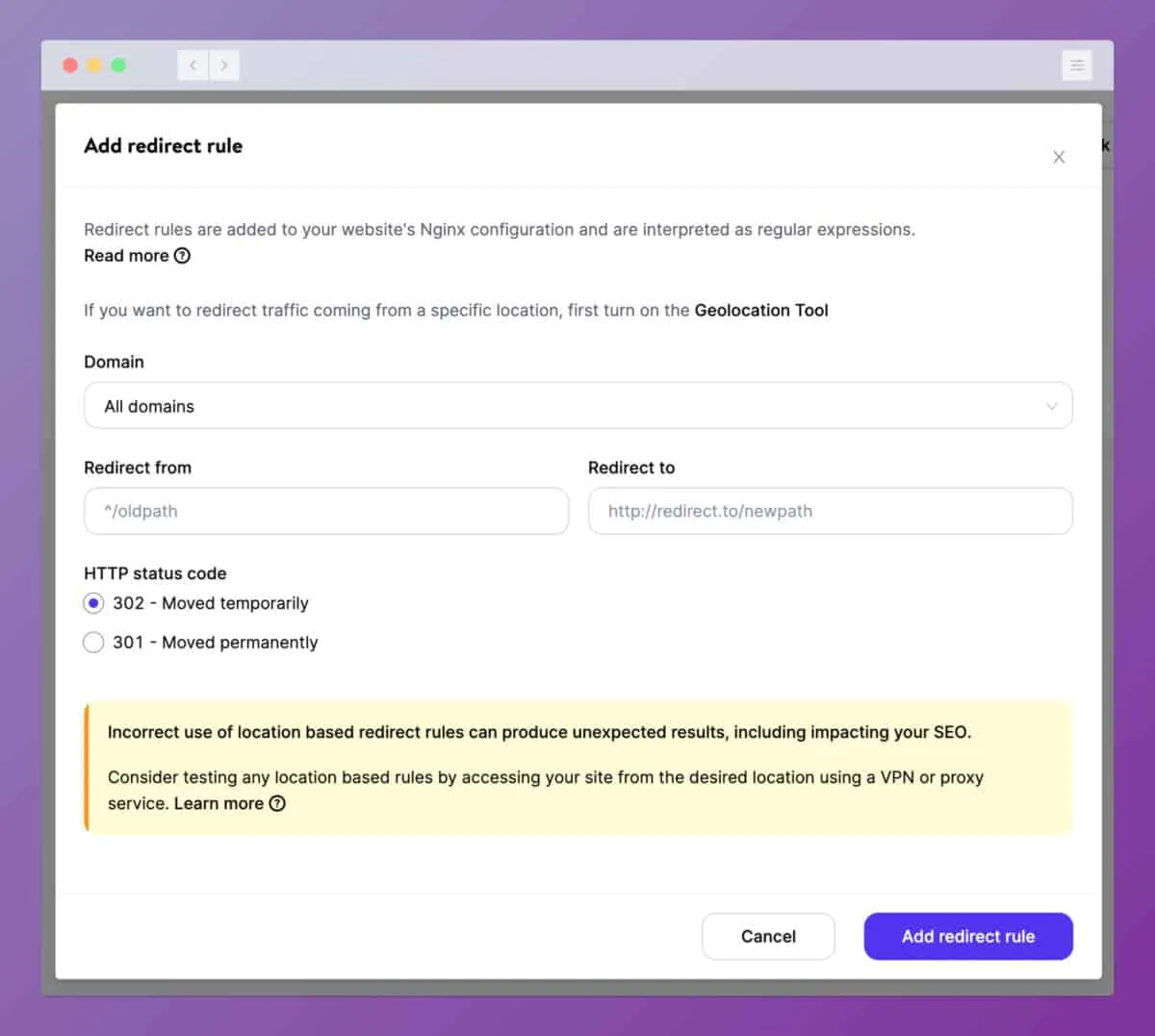 Kinsta redirect management tool